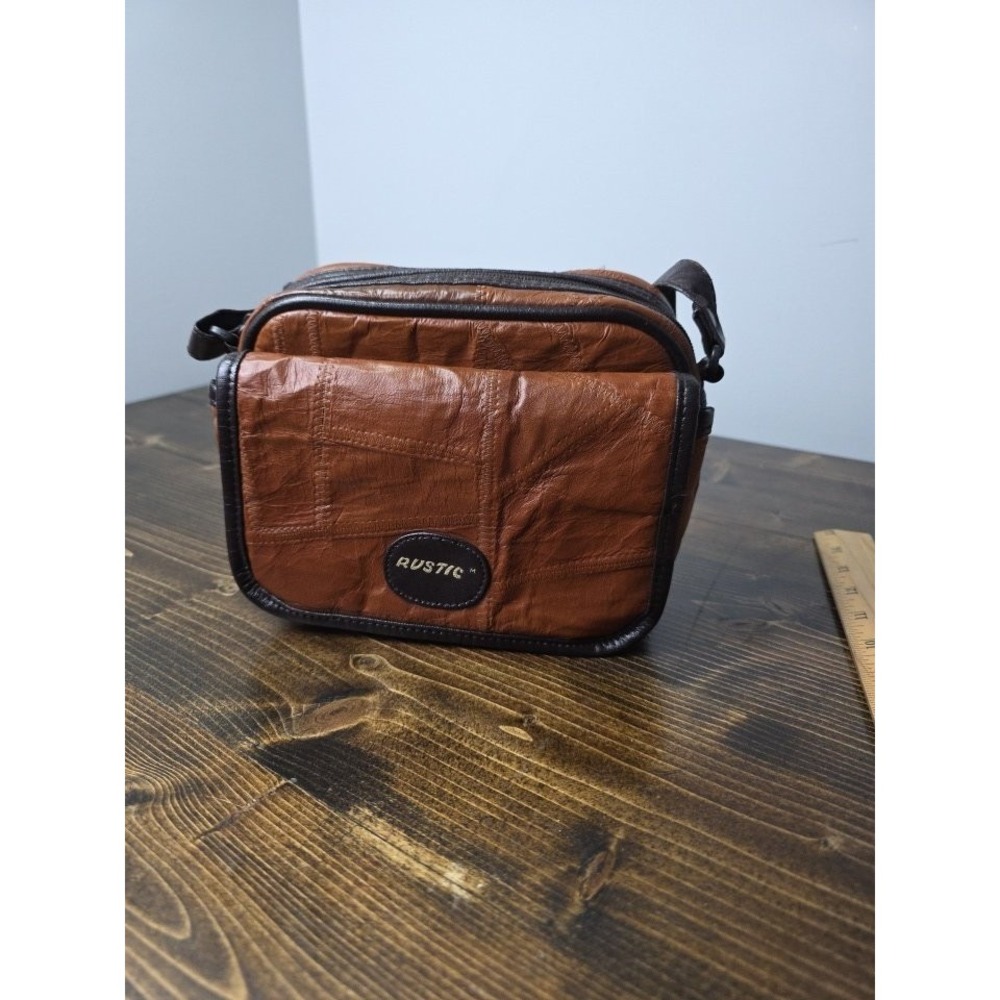 Vintage Rustic Brown 100% Leather Camera Bag With Strap